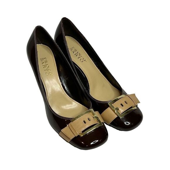 Franco Sarto brown and tan block heel round toe pumps size 9.5 - Picture 5 of 15